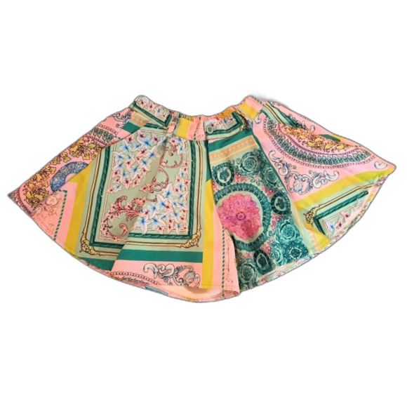 Garconne Multicolor Loose Fit Shorts Antique French Victorian Print, size S/M - Picture 4 of 13